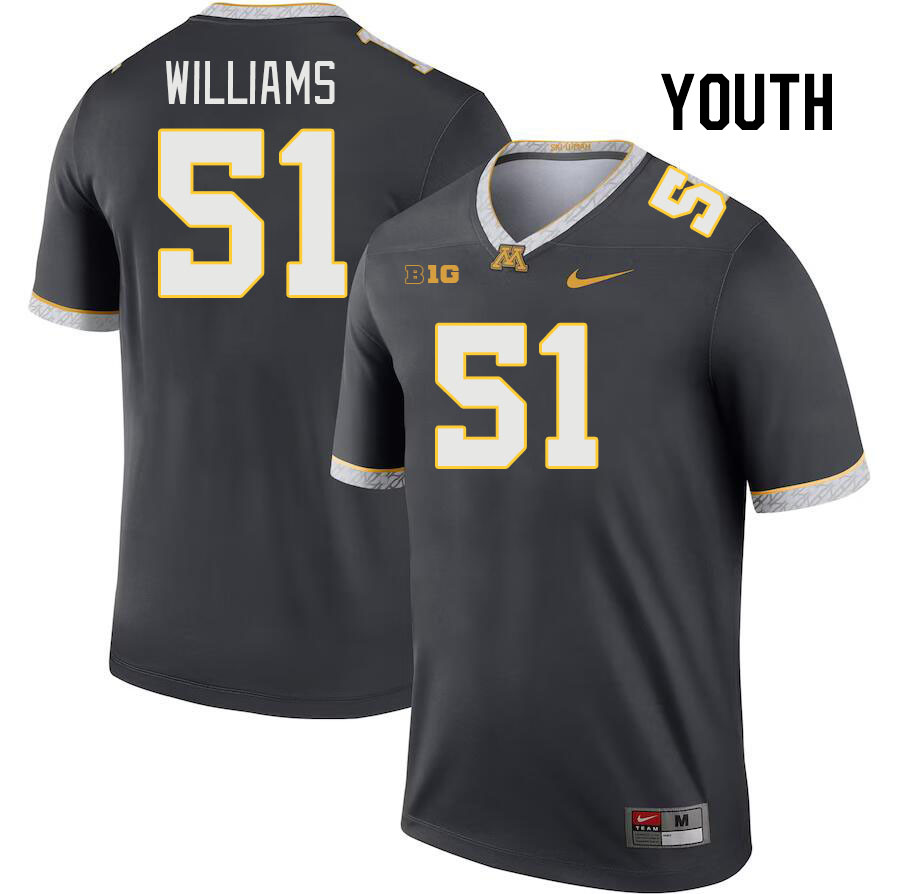 Youth #51 Jerome Williams Minnesota Golden Gophers College Football Jerseys Stitched Sale-Charcoal - Click Image to Close